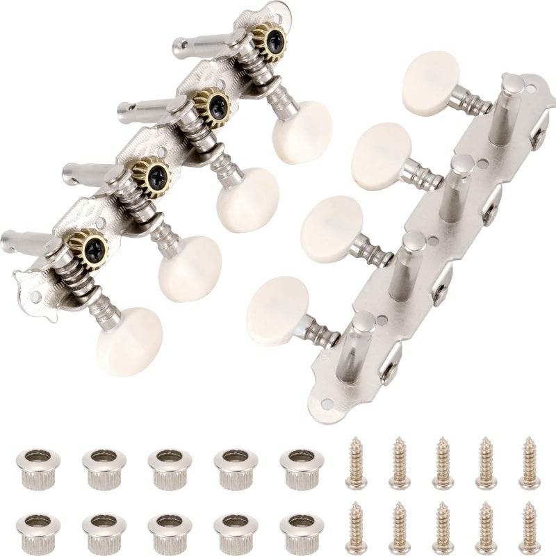 Swhmc 1 Set Mandolin Tuning Pegs, Tuning Keys Machine Head with Nickel Color, Mandolin Replacements 4L4R - Image 1